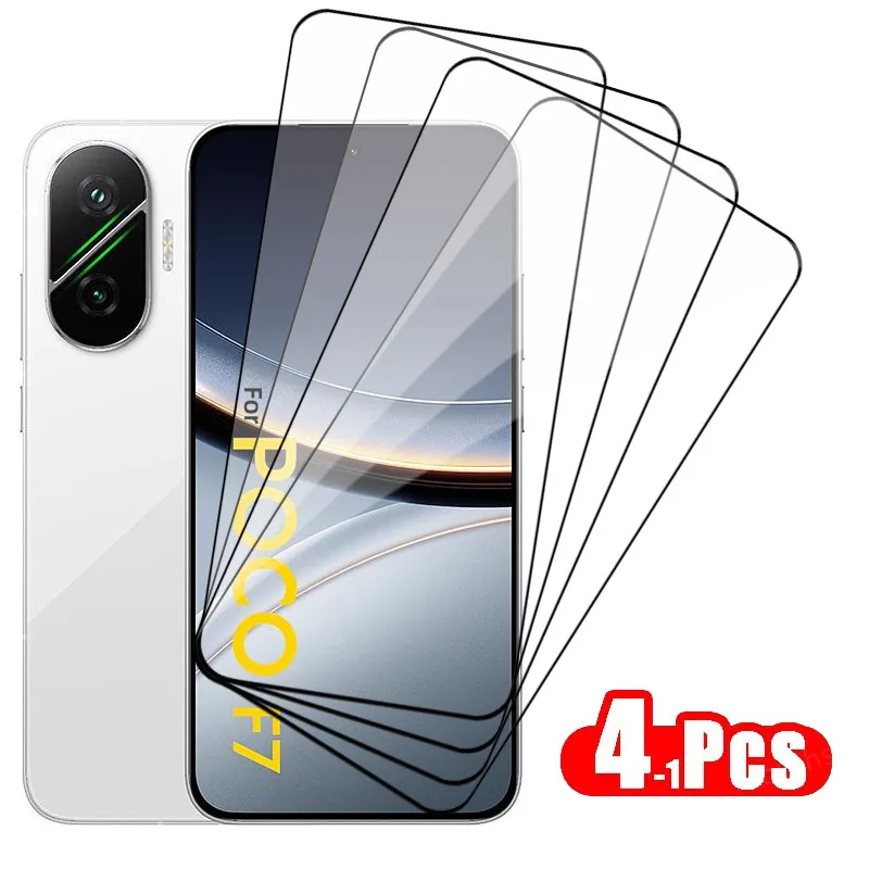 4-1 Uds vidrio templado para Poco F7 para Xiaomi Poco F7 Protector de pantalla película protectora de teléfono Poco F7 - imagen 2