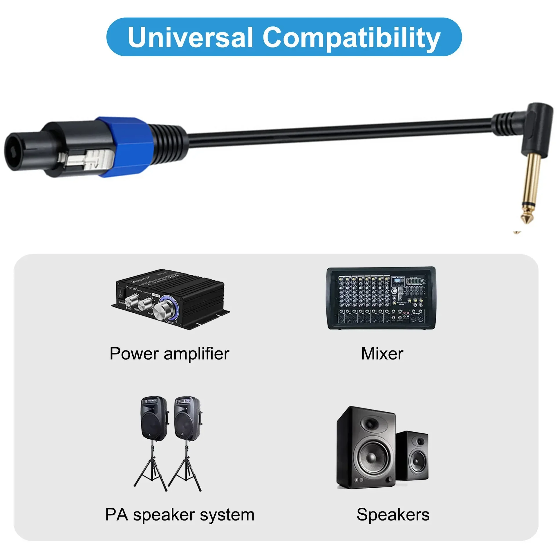 Altavoz a Cable de audio de 6,5mm Speakon macho hembra a codo Mono TS de 6,35mm cobre puro 1-5m para Cable de altavoz DJ/PA con bloqueo giratorio - imagen 4