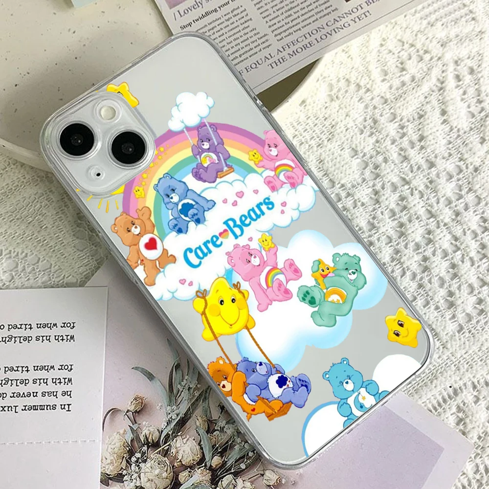 Funda de teléfono con dibujos animados para Cares Bears iPhone 16 15 14 13 12 11 Mini Pro Max X XR XSMax 7 8 Plus SE20 cubierta transparente - imagen 4