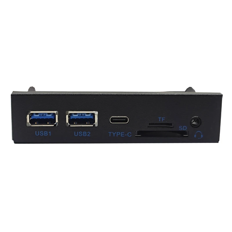 HUB de panel frontal USB 5Gbps 2 x USB3.0 + 1 x TYPE-C + TF/SD + AUDIO HD Adaptador de micrófono con conector para auriculares de 3,5 mm para escritorio Bahía de disquete de 3,5" - imagen 5