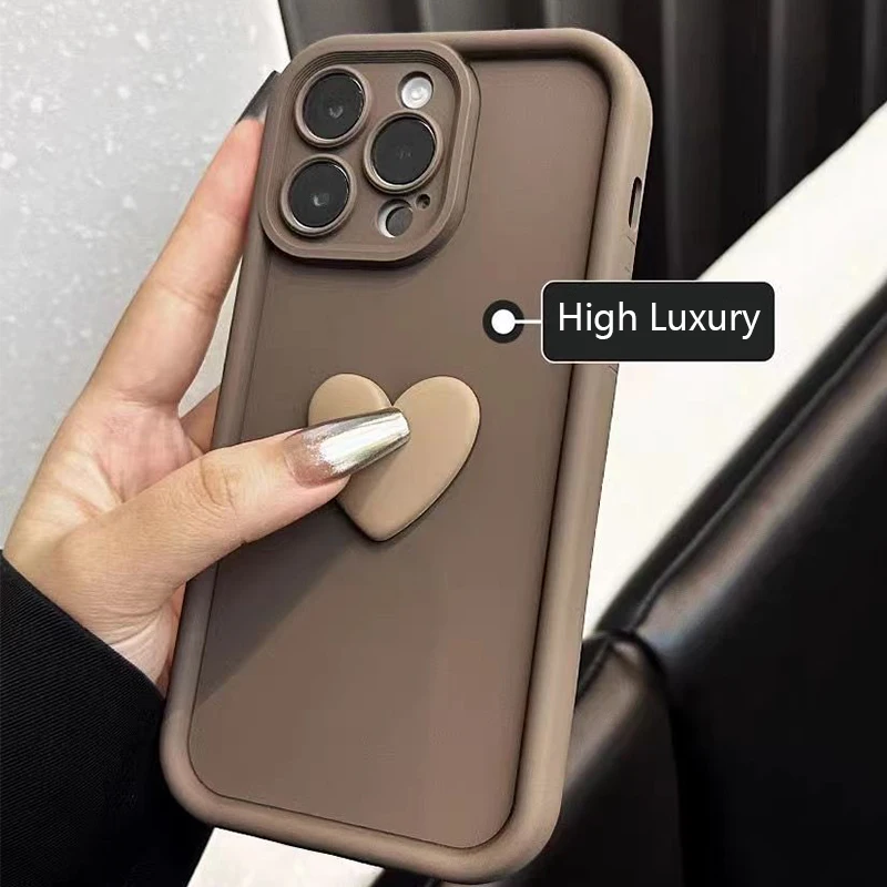 Lindo INS 3D amor corazón funda de teléfono de silicona para iPhone 17 16 15 Pro Max 16E funda iPhone 14 13 12 11 16 Plus 7 8 cubierta a prueba de golpes - imagen 4