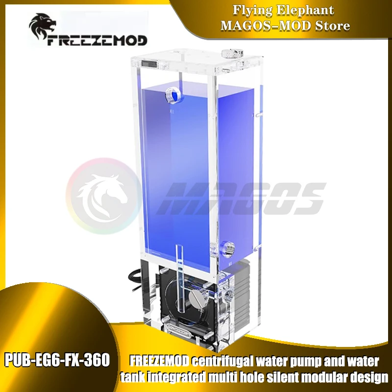 FREEZEMOD Bomba de caja AIO Depósito de forma cuadrada, núcleo de bomba centrífuga de 650 L/H/Diseño modular silencioso, 600 ML PUB-EG6-FX-360 - imagen 2