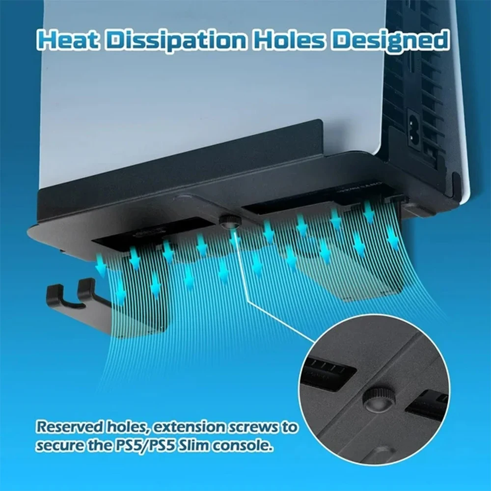 Juego de soportes de almacenamiento de montaje en pared para PS5/PS VR2 w, soporte de controlador desmontable y colgador de auriculares - imagen 3