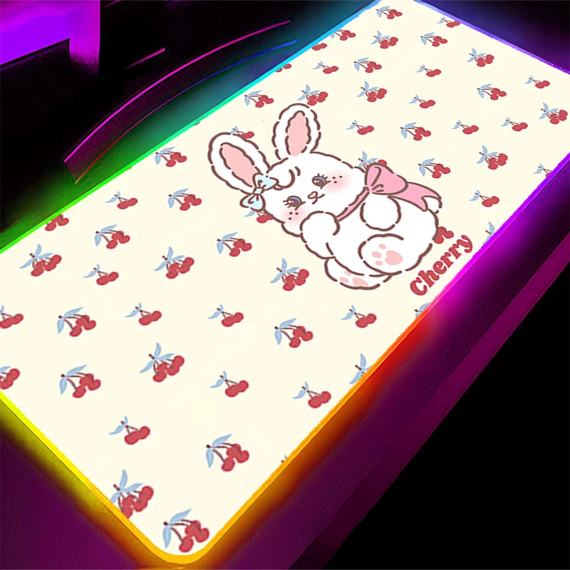 Alfombrilla de ratón LED RGB, alfombrilla de ratón de goma con patrón, alfombrilla de juego, accesorios para PC, alfombrilla de escritorio, alfombrilla antideslizante para mesa, alfombrilla para teclado de conejo y oficina - imagen 3