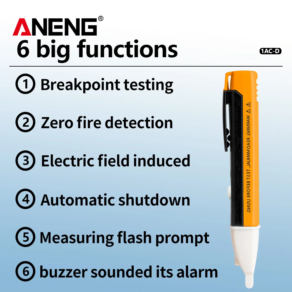 Indicador eléctrico 90-1000V enchufe sin contacto pared toma de corriente CA Detector de voltaje Sensor 1AC-D herramientas de bolígrafo probador de luz LED - imagen 4