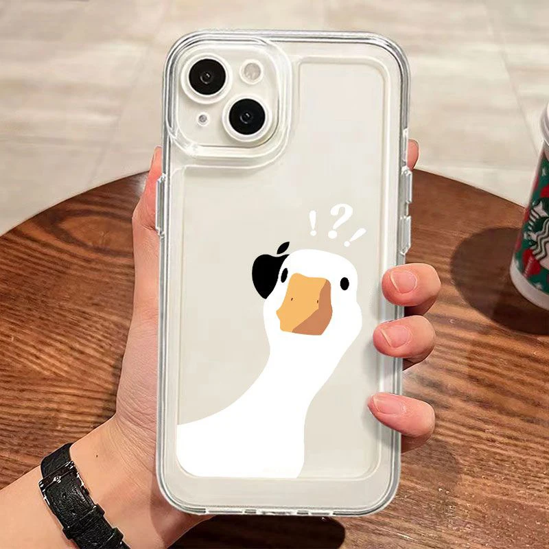 Funda de teléfono transparente suave para iPhone 14 Pro Max fundas iPhone 11 iPhone 13 12 XS XR X 7 8 Plus SE 2020 funda de pato bonita de dibujos animados - imagen 5