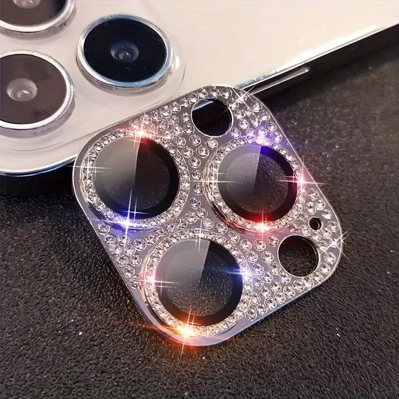 Protector de lente de cámara de Metal con diamantes de imitación brillantes de lujo para IPhone 17 Air 16 15 14 13 Pro Max Plus 16Pro 17Pro cubierta completa de vidrio - imagen 4