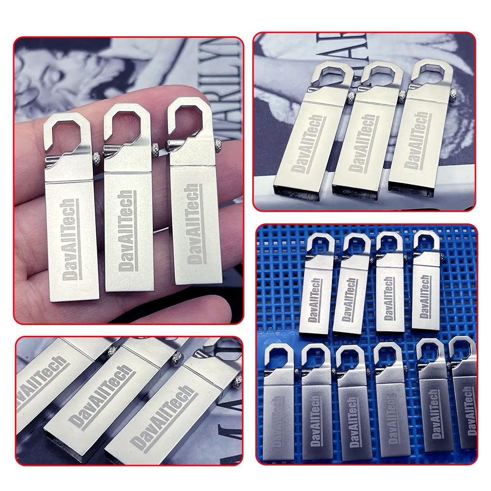 20 piezas de alta venta al por mayor, unidad Flash USB de velocidad personalizada con láser, 4GB, 8GB, 2,0, 16GB, 32GB, 64GB, 128MB, Pendrive, palos usb de metal con llave - imagen 5