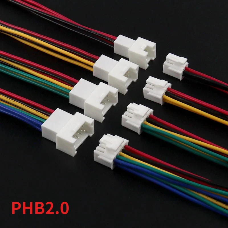 2 uds PHB2.0 PHB 2,0 MM paso doble fila con bloqueo Cable conector 2x2P/3P/4P/5P/6P/7P/8Pin enchufe macho y hembra