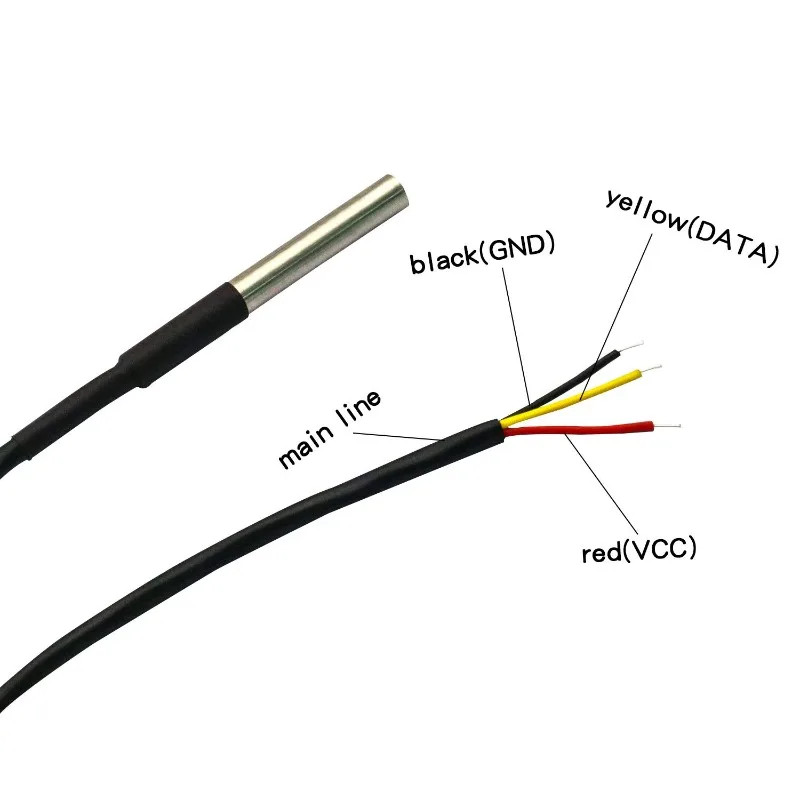 5 uds DS18B20 Sensor de temperatura 2M Sensor de temperatura impermeable con sonda de tubo térmico Digital de acero inoxidable para Arduino - imagen 4