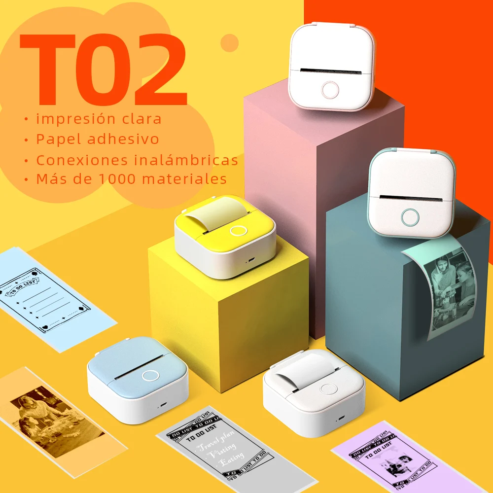 【Droshipping】Phomemo T02 impresora térmica portátil Mini impresora de impresión térmica máquina de etiquetas adhesivas de bolsillo varias etiquetas de papel - imagen 2