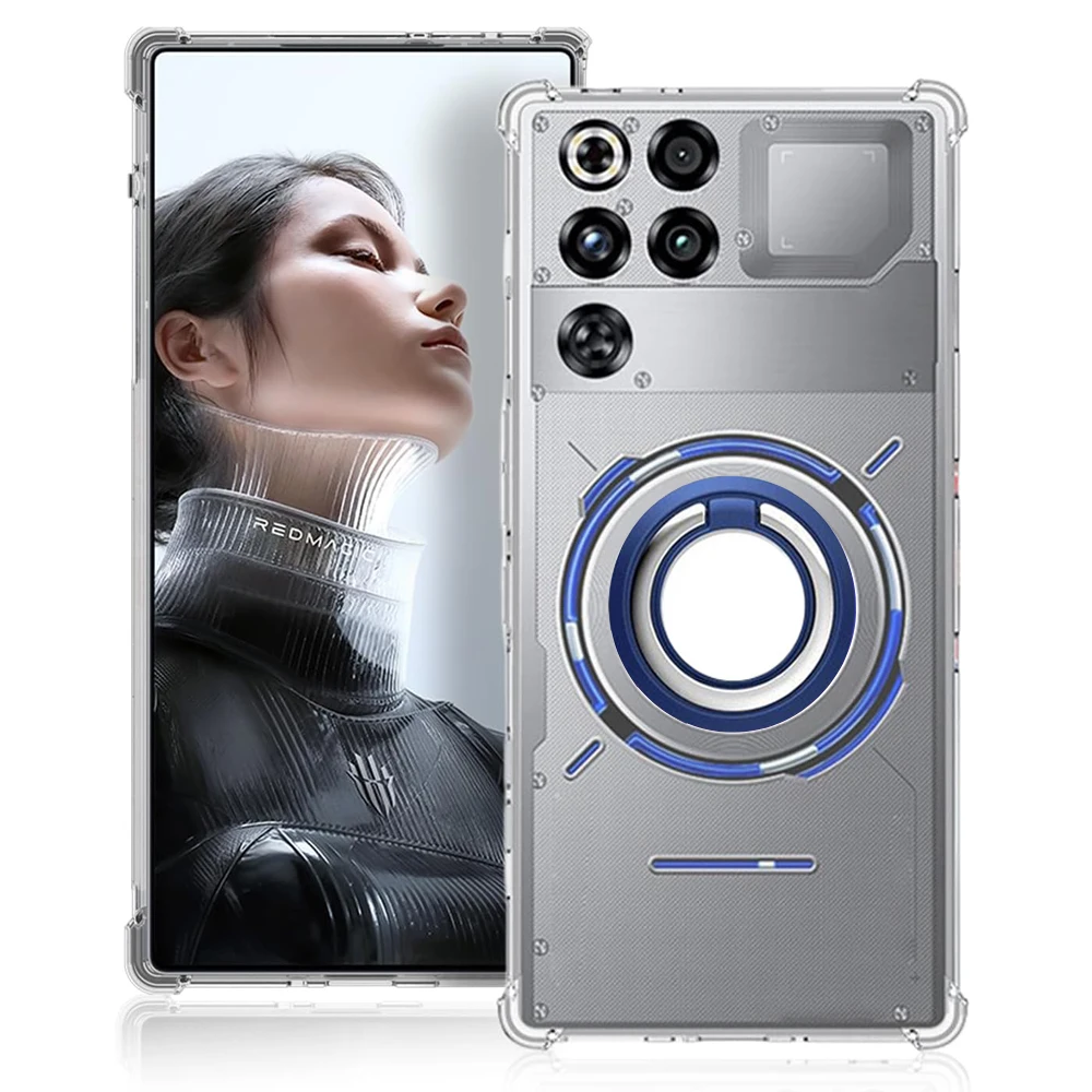 Soporte de anillo con esquinas reforzadas, funda trasera de TPU transparente y suave con soporte para ZTE nubia Red Magic 11 10 10S 9 9S Pro Plus - imagen 4