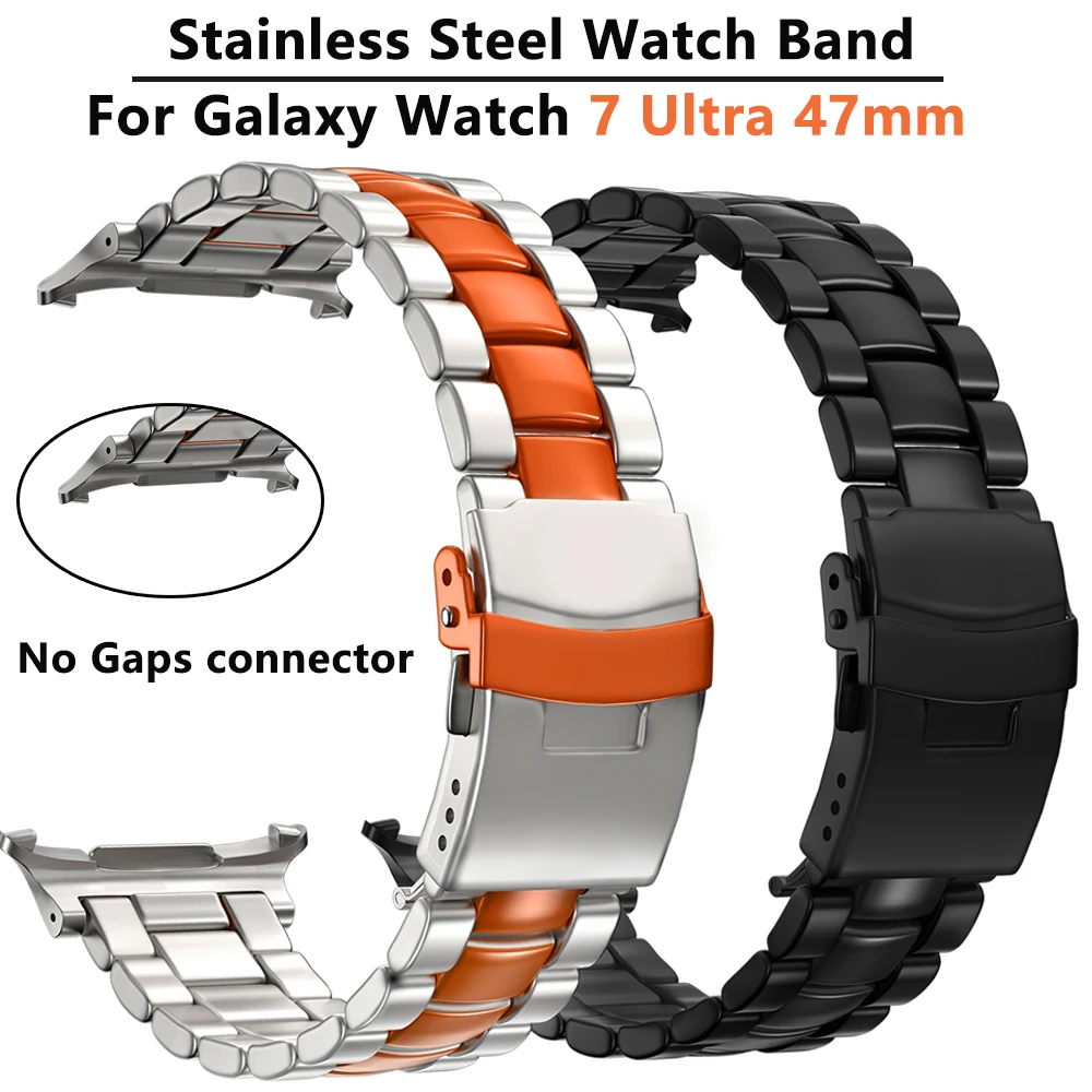 Correa de acero inoxidable para Samsung Galaxy Watch 7 Ultra 47mm sin huecos Correa de hombre para Galaxy Watch 47mm pulsera de Metal de lujo Correa - imagen 2