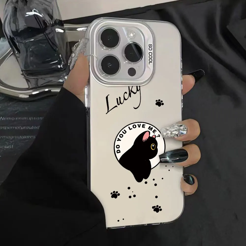 Funda de gato de dibujos animados para pareja de moda para Samsung Galaxy A17 5G A07 parachoques a prueba de golpes para Samsung A07 A17 fundas de teléfono IMD plateadas - imagen 4