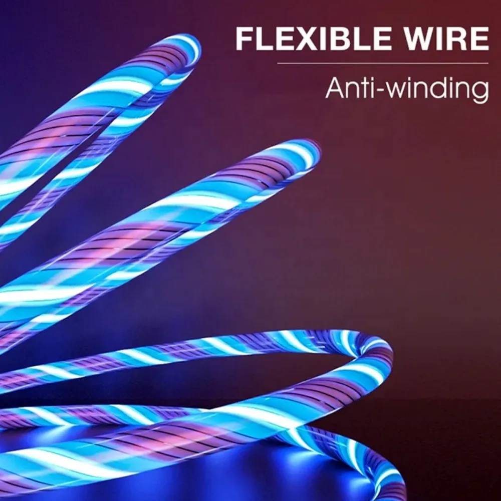 MVQF-cable de carga rápida con carcasa de Metal, Cable USB tipo C para cargador de IPhone, Cable LED RGB, luz LED de respiración, transferencia de datos - imagen 4