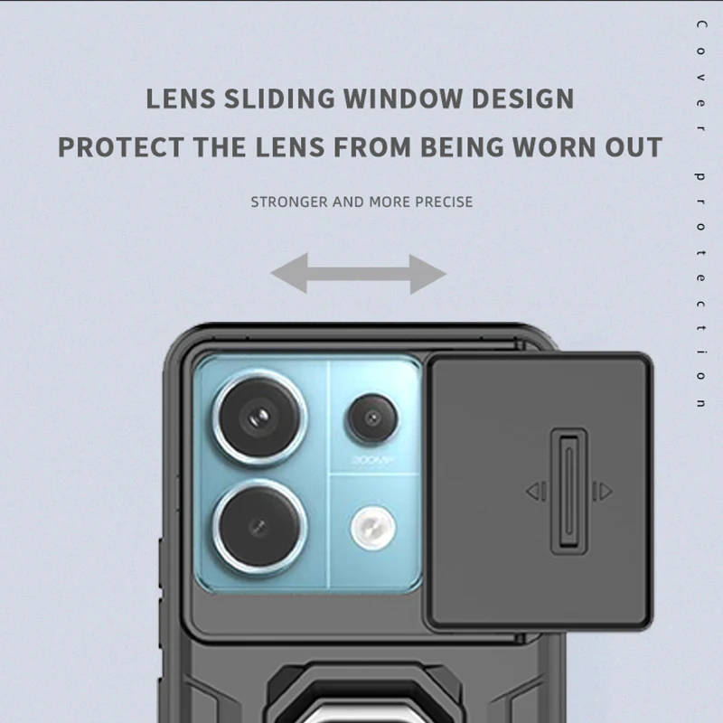 Para Xiaomi Redmi Note 13 Pro 5G funda armadura a prueba de golpes cubierta de lente deslizante Redmy Note13 Pro 5G soporte magnético para coche anillo proteger Fundas - imagen 4