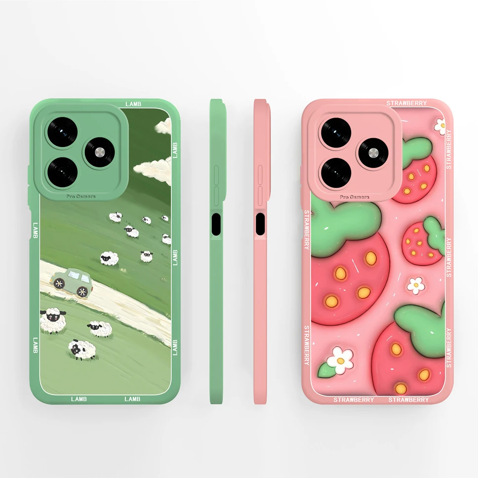 Funda de teléfono para Honor X5C Plus X5 4G, bonitos patrones de flores, protección completa, funda de silicona líquida suave para HonorX5 X 5c + parachoques - imagen 3