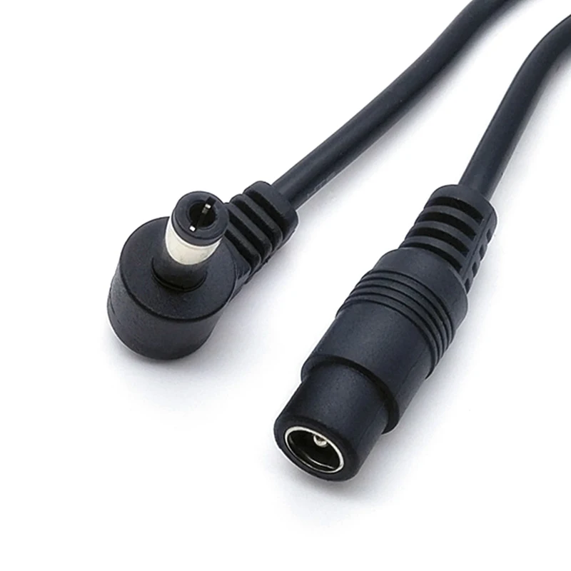1 Uds CCTV DC enchufe de alimentación 5,5mm x 2,5mm macho ángulo recto a 5,5mm x 2,1mm adaptador hembra Cable adaptador de extensión para LED - imagen 2