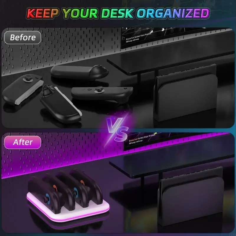 Illuminates Consols Controlador Cargando Dock Wall Mount Design 4 Slot Cargador rápido Adecuado para 2 Juego y3nd - imagen 2