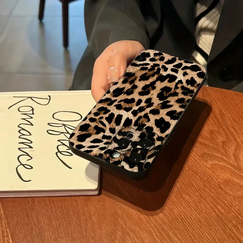 Funda de teléfono de silicona suave con estampado de leopardo, carcasa a prueba de golpes para iPhone 11, 12, 13, 14, 15, 16 Pro Max, XS, X, XR, 7, 8 Plus, 15 - imagen 4