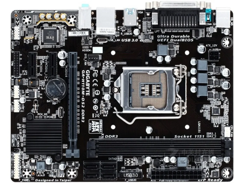 Nueva placa base GIGABYTE GA-H110M-DS2 DDR3 H110 LGA 1151 i3 i5 i7 DDR3 32G - imagen 2