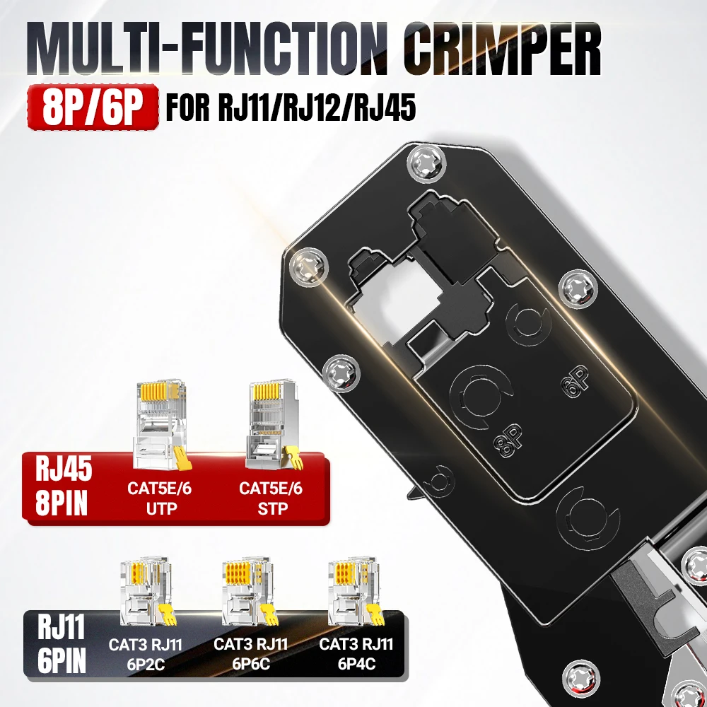 AMPCOM Crimpadora RJ45 – Cortadora Peladora Cables Ethernet - imagen 5