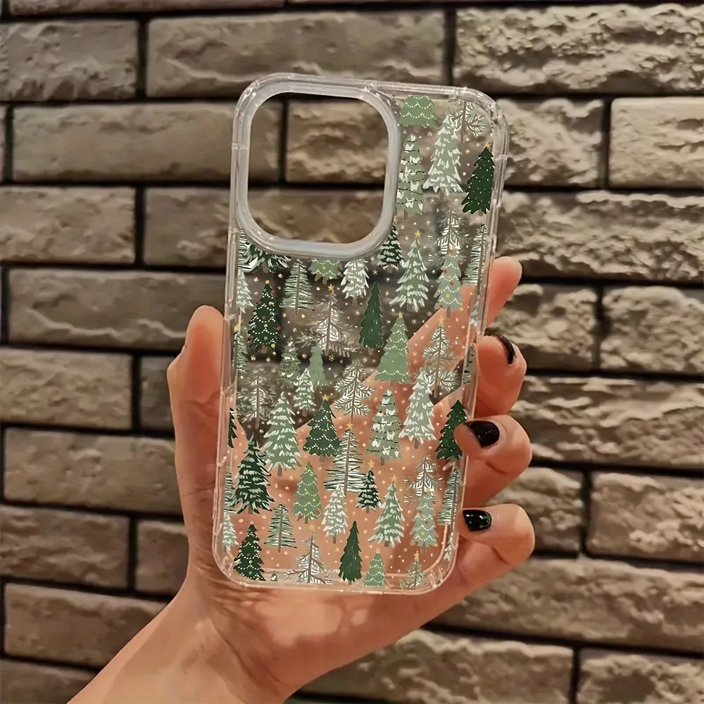 Funda de teléfono transparente estética con árbol de Navidad de abeto para iPhone 17 16 11 15 14 13 12 Pro Max XS X 7 8 Plus, funda trasera transparente para teléfono - imagen 4