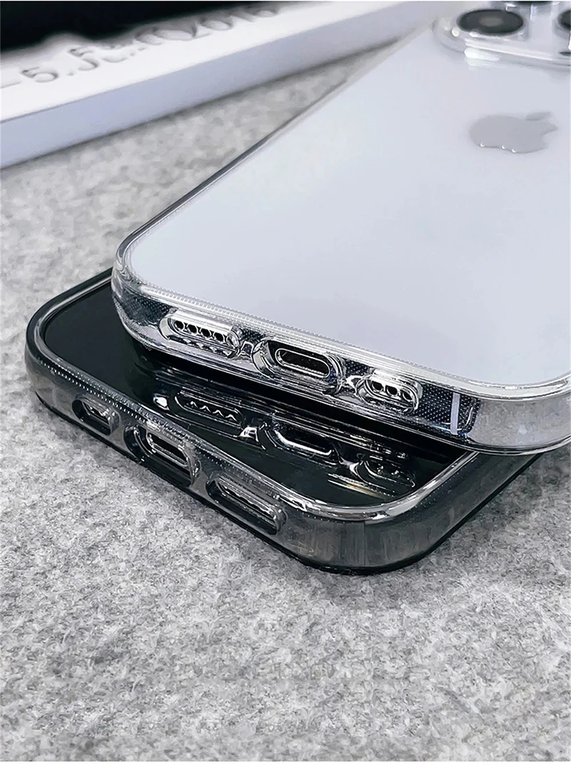 Funda blanda de silicona negra transparente de lujo para iPhone 15, 14, 13, 12, 11 Pro Max Plus Mini, carcasa trasera de goma ultrafina transparente - imagen 4