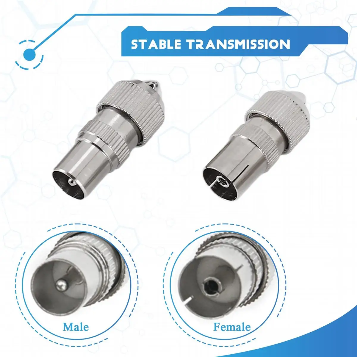 Conector RF de bambú 9,5, antena de Metal niquelado, Cable de enchufe macho o hembra para TV, enchufe de Cable de vídeo Rf para TV - imagen 3