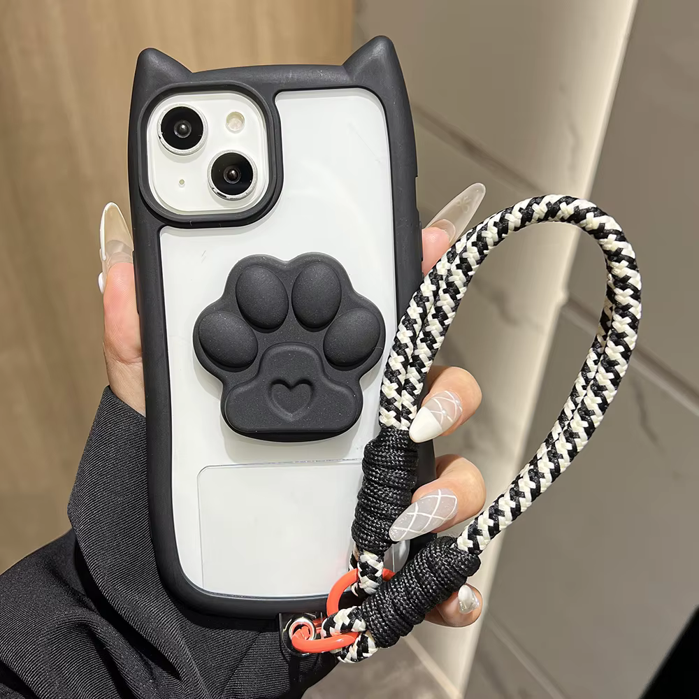 Funda de teléfono con Oreja de Gato bonita de lujo para iPhone 14 Funda iPhone 11 13 15 16 Pro Max 12 13promax 14promax Funda con cordón suave a prueba de golpes - imagen 2