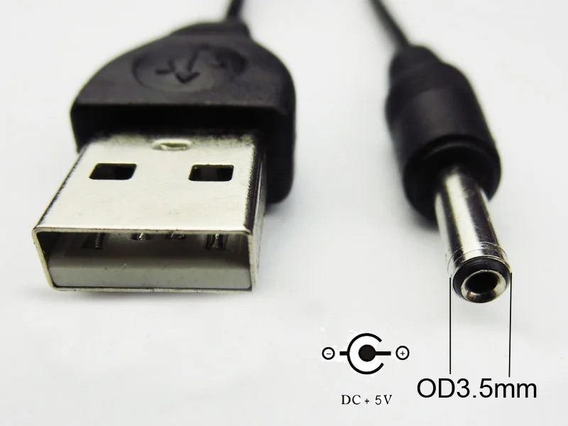 Cable USB a DC 5V – Conectores Jack 2.0-5.5mm, 80cm, Negro - imagen 3
