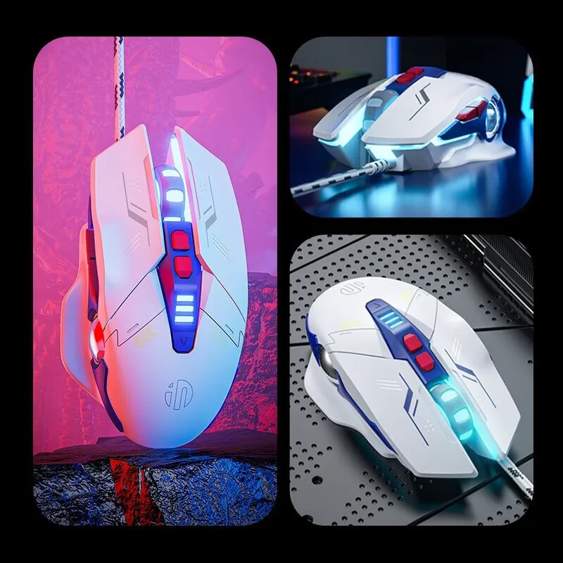 Ratón para juegos por cable W9 PRO, efecto de iluminación RGB, ratón silencioso, comodidad y sensación ergonómica, ajuste DPI de 6 velocidades para PC y portátil - imagen 5