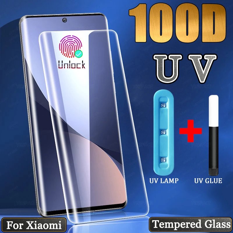 2 uds pegamento completo líquido UV vidrio templado 3D transparente para Xiaomi Mi 10S 11 12 12X 12S 13 14 Note 10 Pro Ultra Lite Protector de pantalla - imagen 2
