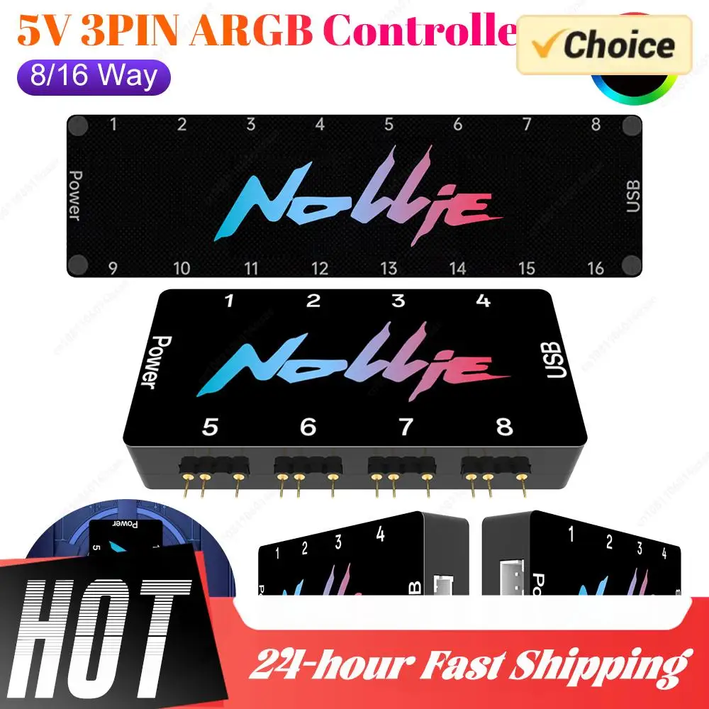 Controlador ARGB de 5V y 3 pines, divisor ARGB direccionable de 8 vías, compatible con SignalRGB OpenRGB, alimentación SATA para interfaz de placa base extendida