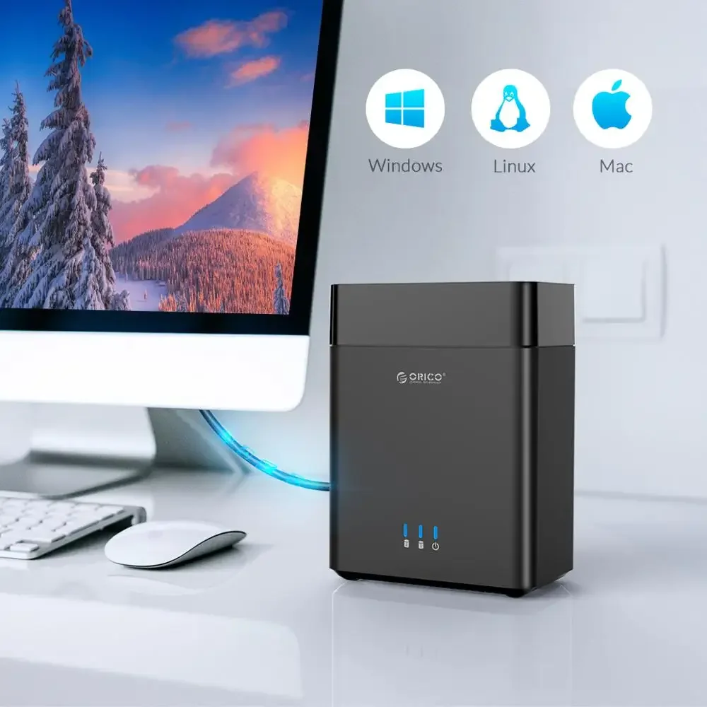 ORICO 2 Bay 2,5/3,5 pulgadas HDD y SSD caja de disco duro externo magnético tipo C USB3.1 Gen1 5Gbps HDD soporte UASP - imagen 5