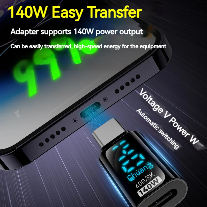 Pantalla Digital USB 4,0 de 140W, adaptador OTG tipo C de 40Gbps, 8K @ 60Hz, Cable de vídeo USB-C, convertidor de carga rápida para Notebook, Macbook y teléfono - imagen 4