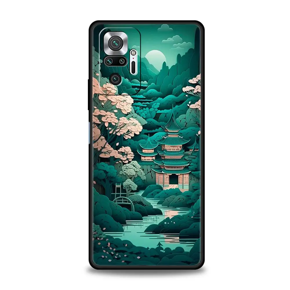 Funda de teléfono para Xiaomi Redmi Note 13, 12, 5G, 9S, 8, 10, 11 Pro, 9T, 13C, 12C, 10C, 9C, 9A, 7 Pro, funda de silicona suave, paisaje japonés - imagen 2