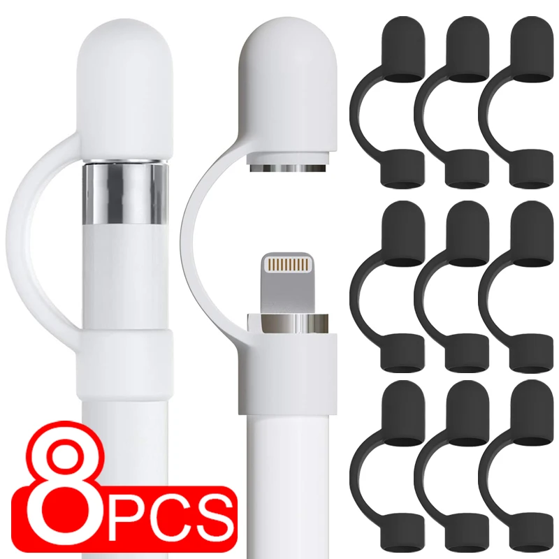 Para iPencil 1a generación, tapas de bolígrafo antipérdida, bolígrafos de silicona suave, soporte de tapa superior para iPhone, iPad, accesorios de lápiz óptico