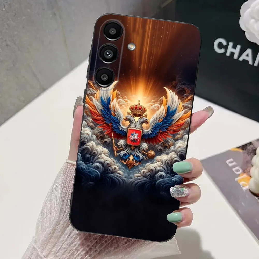 Funda de teléfono con emblema nacional de la bandera de Rusia para Samsung S24,S21,S22,S23,S30,Ultra,S20,Plus,Fe,Lite,Note,10,9,5G, funda suave negra - imagen 2