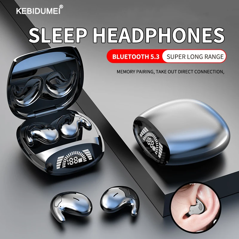 Mini auriculares invisibles para dormir, cascos pequeños ocultos con Bluetooth 5,3, auriculares inalámbricos TWS con cancelación de ruido, auriculares estéreo deportivos - imagen 2