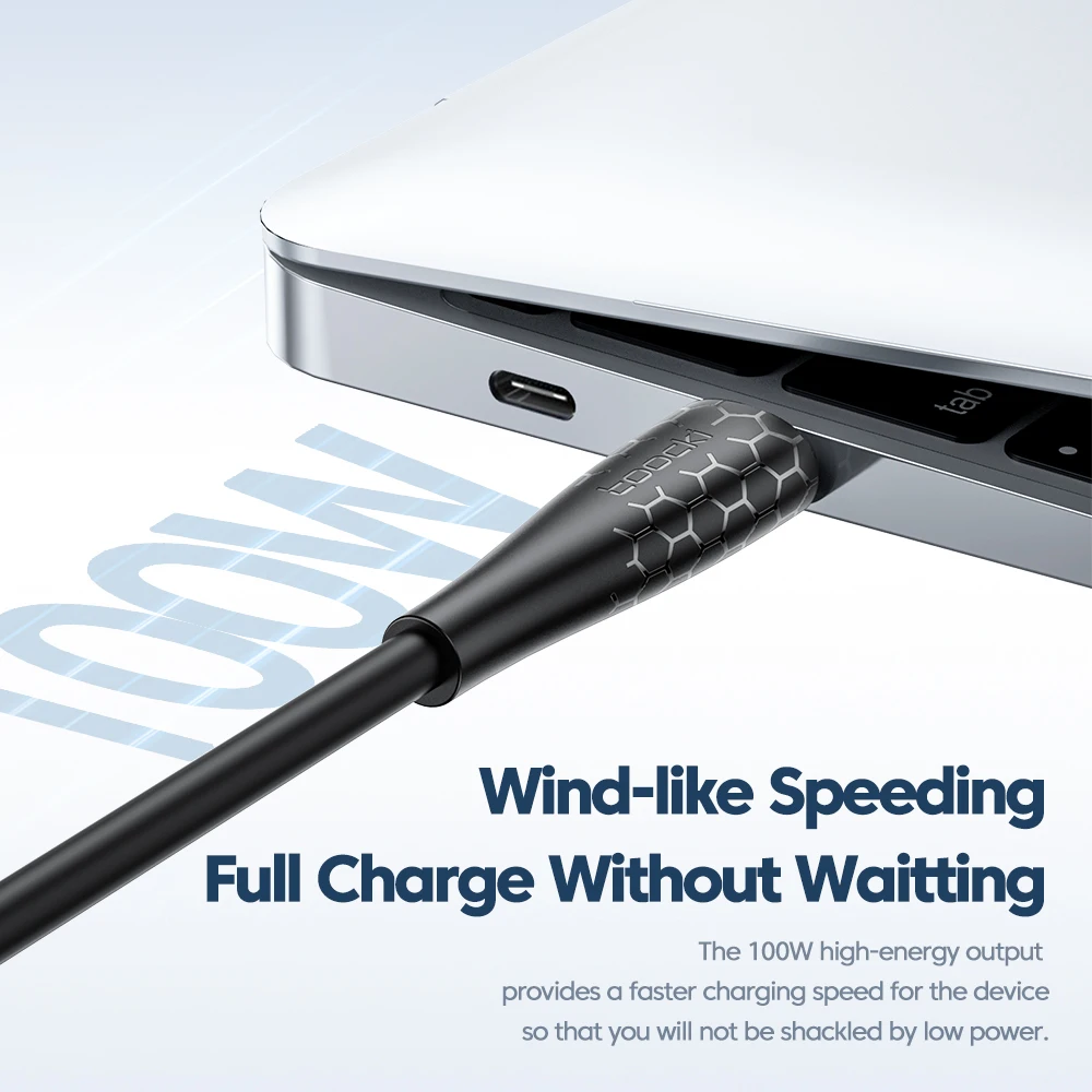 Toocki 5 uds 100W tipo C a tipo C Cable para iPhone 16 15 Samsung Xiaomi Huawei Macbook PD 100W USB C a USB C Cable de fecha 25cm/1m - imagen 2