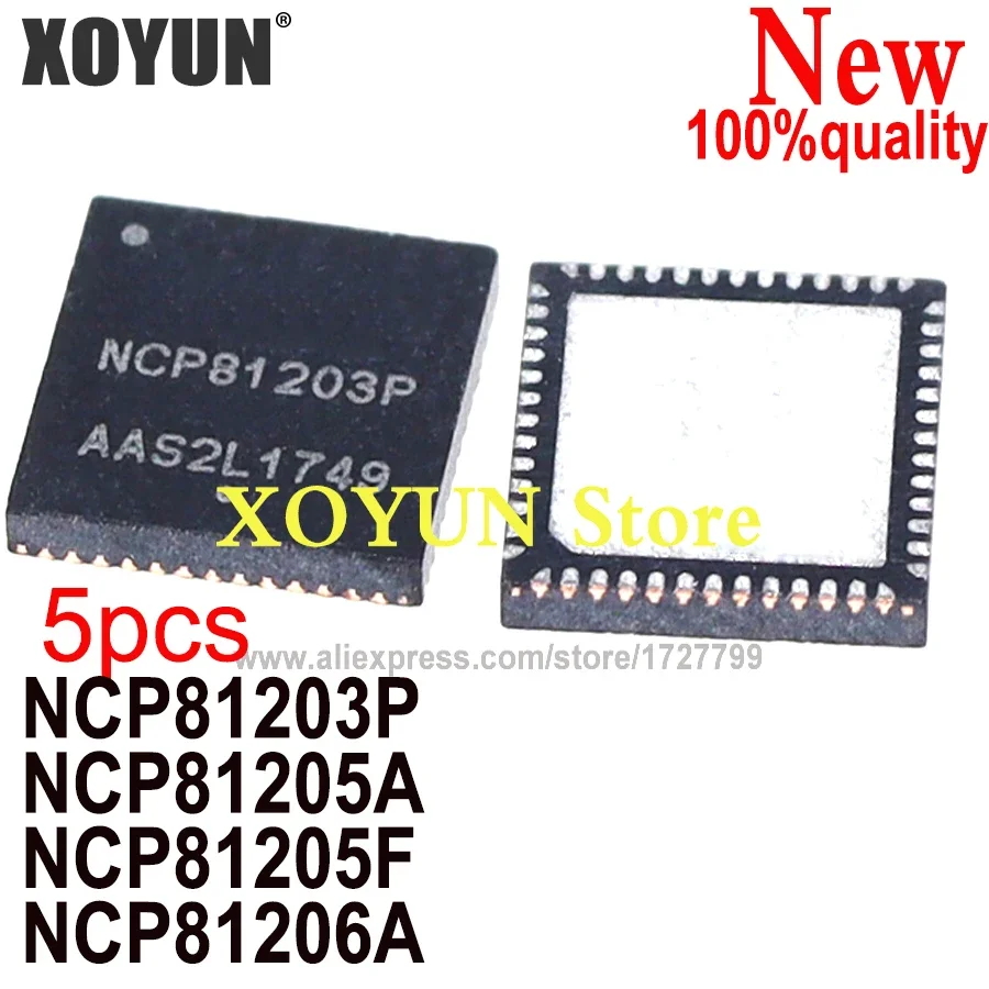 (5 piezas) nuevo NCP81203P NCP81205A NCP81205F NCP81206A NCP81203PMNTXG NCP81205AMNTXG NCP81206AMNTXG NCP81205FMNTXG QFN-52