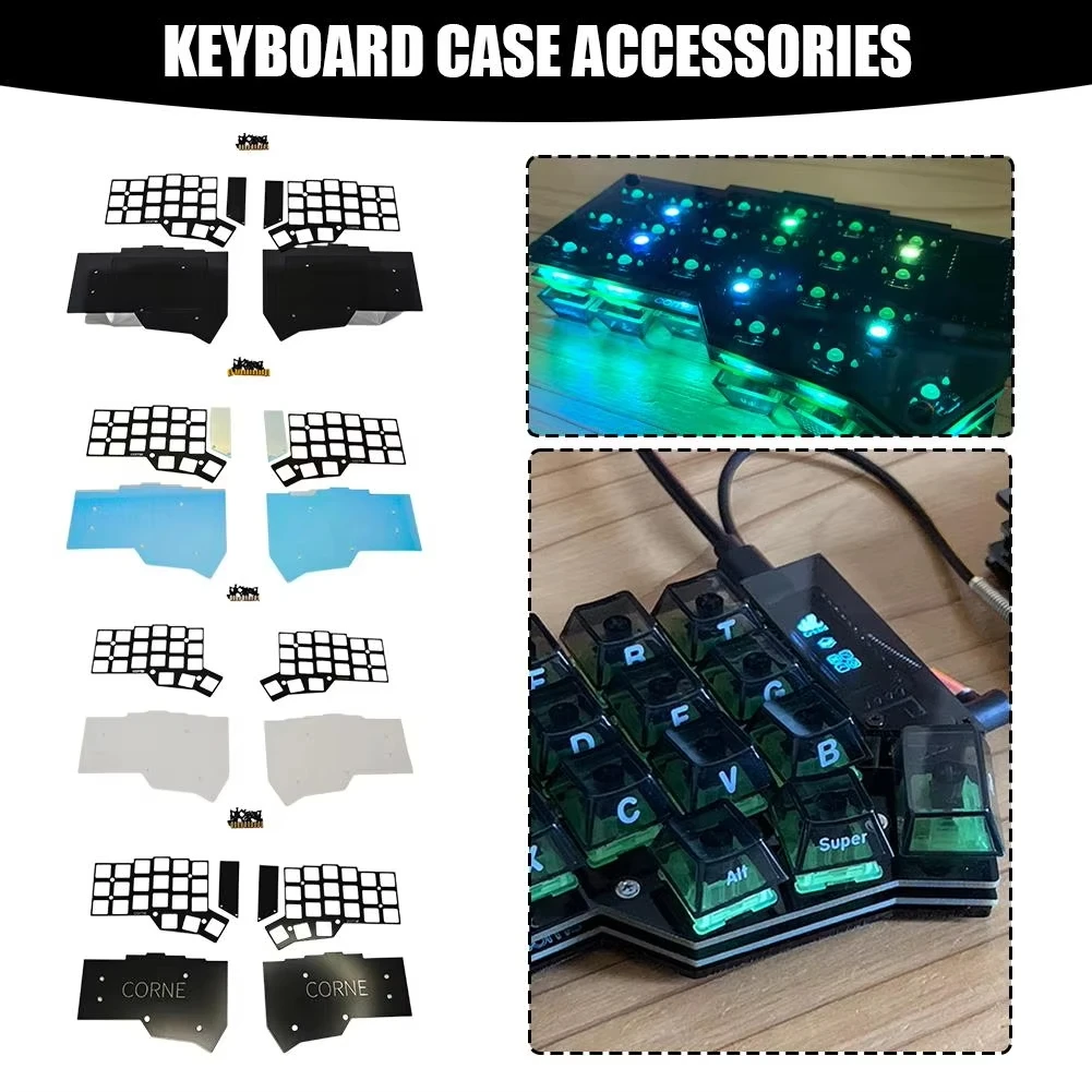 Funda tipo sándwich para Corne V3 MX, Kit de teclado personalizado FR4, placa inferior acrílica, Corne V3.0.1 Cherry Split, accesorios para teclado
