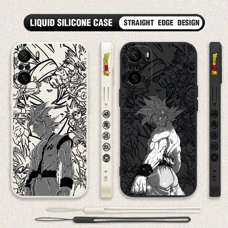 D-Dragon Ball Anime Goku funda para Xiaomi Redmi Note 14 13 12 11 10 9 8 Pro Plus 4G 5G funda de teléfono con cuerda izquierda líquida - imagen 2