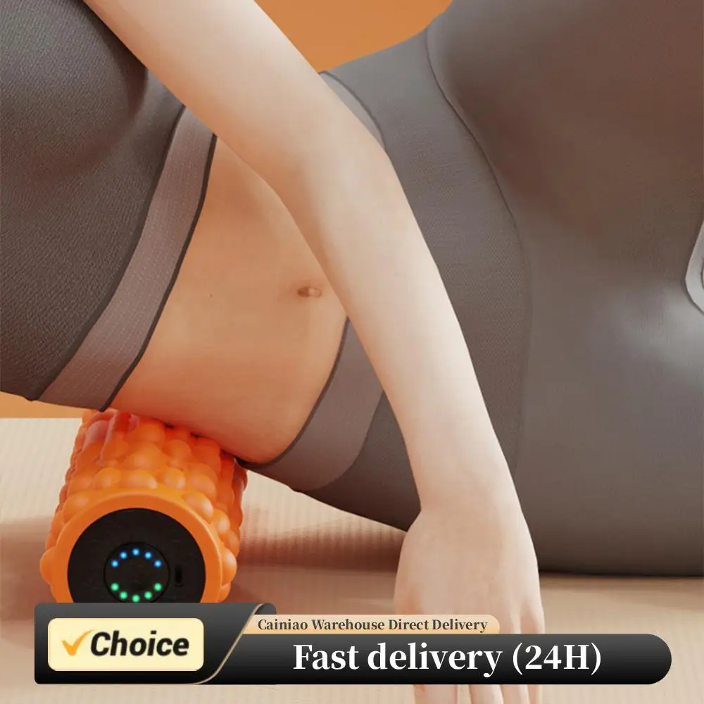 Rodillo vibratorio eléctrico de espuma, columna de masaje, rodillo de ejercicio recargable, rodillo masajeador de tejido muscular de 5 modos para Yoga, Pilates