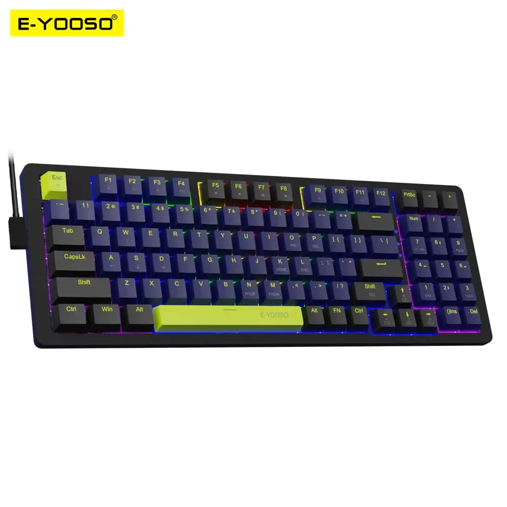 E-YOOSO Z94 Teclado mecánico USB para jugar con cable monocromático retroiluminado 94 teclas ruso brasileño portugués para ordenador portátil PC