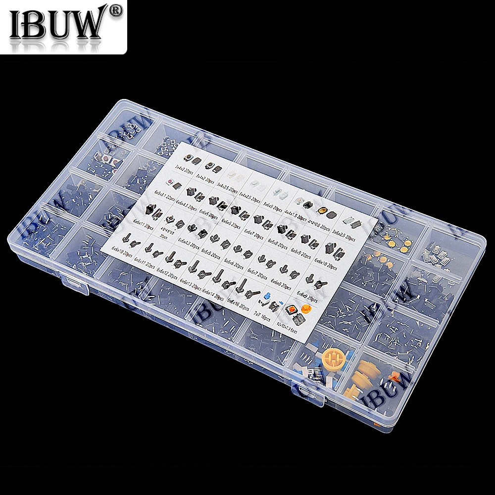 620 Uds. Interruptor de botón táctil de 32 valores SMD Micro interruptor táctil momentáneo Kit surtido para Control remoto de coche con caja - imagen 4