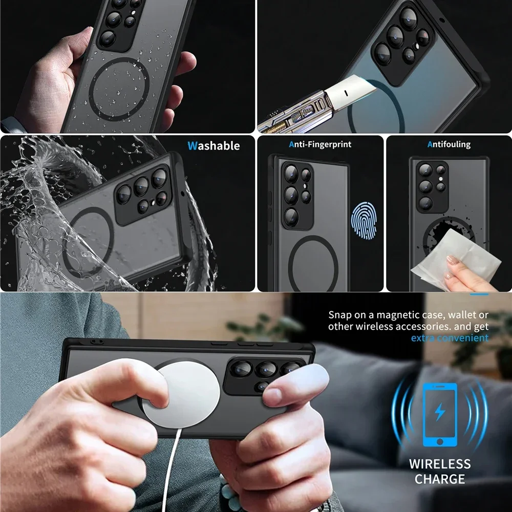 Funda magnética mate de lujo para Magsafe Samsung Galaxy S25 Ultra S24 S22 Plus S21 FE S23 Ultra Armor Macsafe cubierta a prueba de golpes - imagen 5