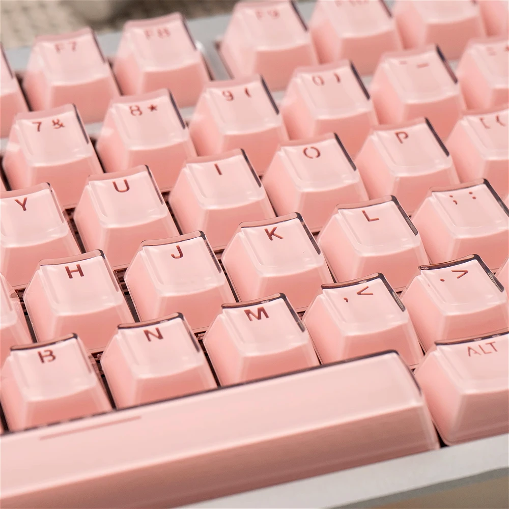Teclas translúcidas grabadas con gelatina de cristal OEM, teclas PBT + PC, color rosa y negro, adecuadas para teclados mecánicos - imagen 2