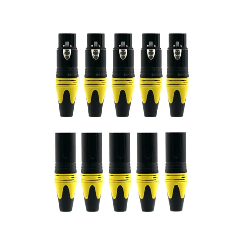 20 piezas 10 juegos chapado en oro 3 pines XLR hembra Jack macho enchufe 3 polos XLR conector de micrófono amplificador de audio Audiophile - imagen 5